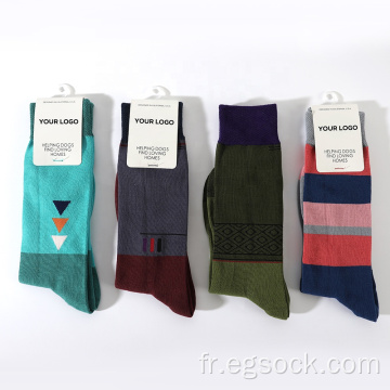 Chaussettes habillées en coton pour hommes et femmes-D